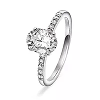 Julie diamantring i 375 hvitt gull med diamanter 0,12 ct og moissanite sten