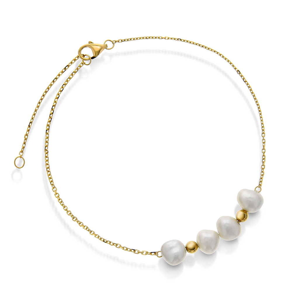 Pan Jewelry, Armbånd i 585 gult gull med ferskvannsperler