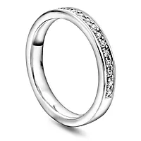 Giftering i 585 hvitt gull med diamanter 0,15 CT | 3 mm bredde