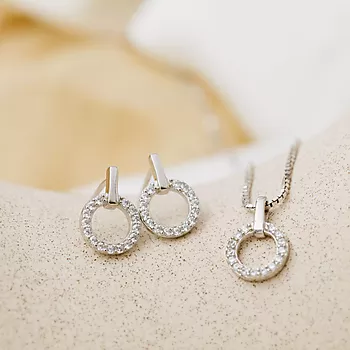 Bilde nummer 2 av Pan Jewelry, Smykkesett i 925 sølv med zirkonia og sirkel