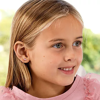 Bilde nummer 2 av Blomdahl, Øredobber i medisinsk plast med lilla Swarovski krystaller
