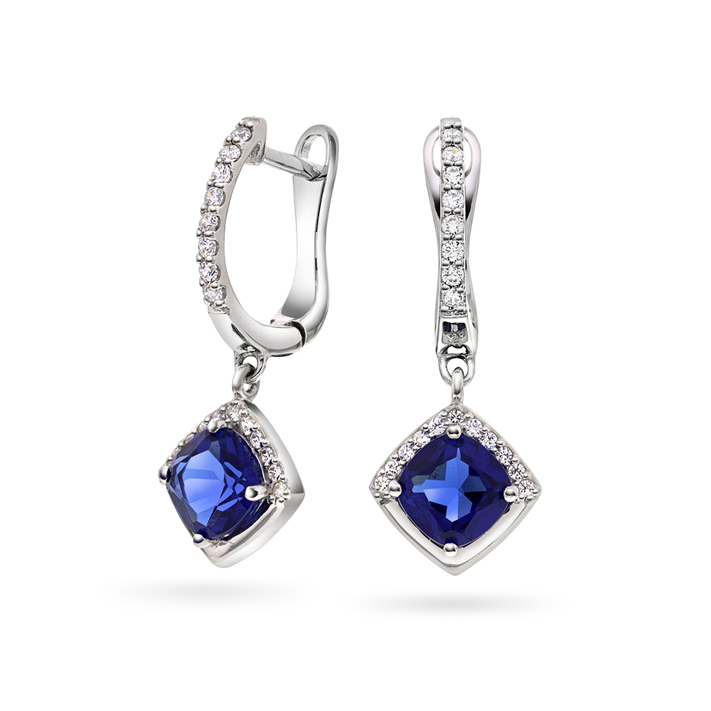 Pan Jewelry, Øreringer i 925 sølv med blå zirkonia