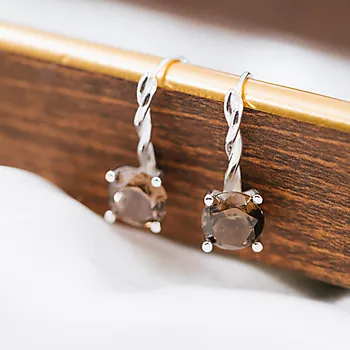 Bilde nummer 2 av Pan Jewelry Drops, Øredobber i 585 hvitt gull med Røykkvarts