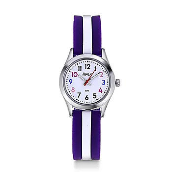 Barneklokke med lilla silikonrem