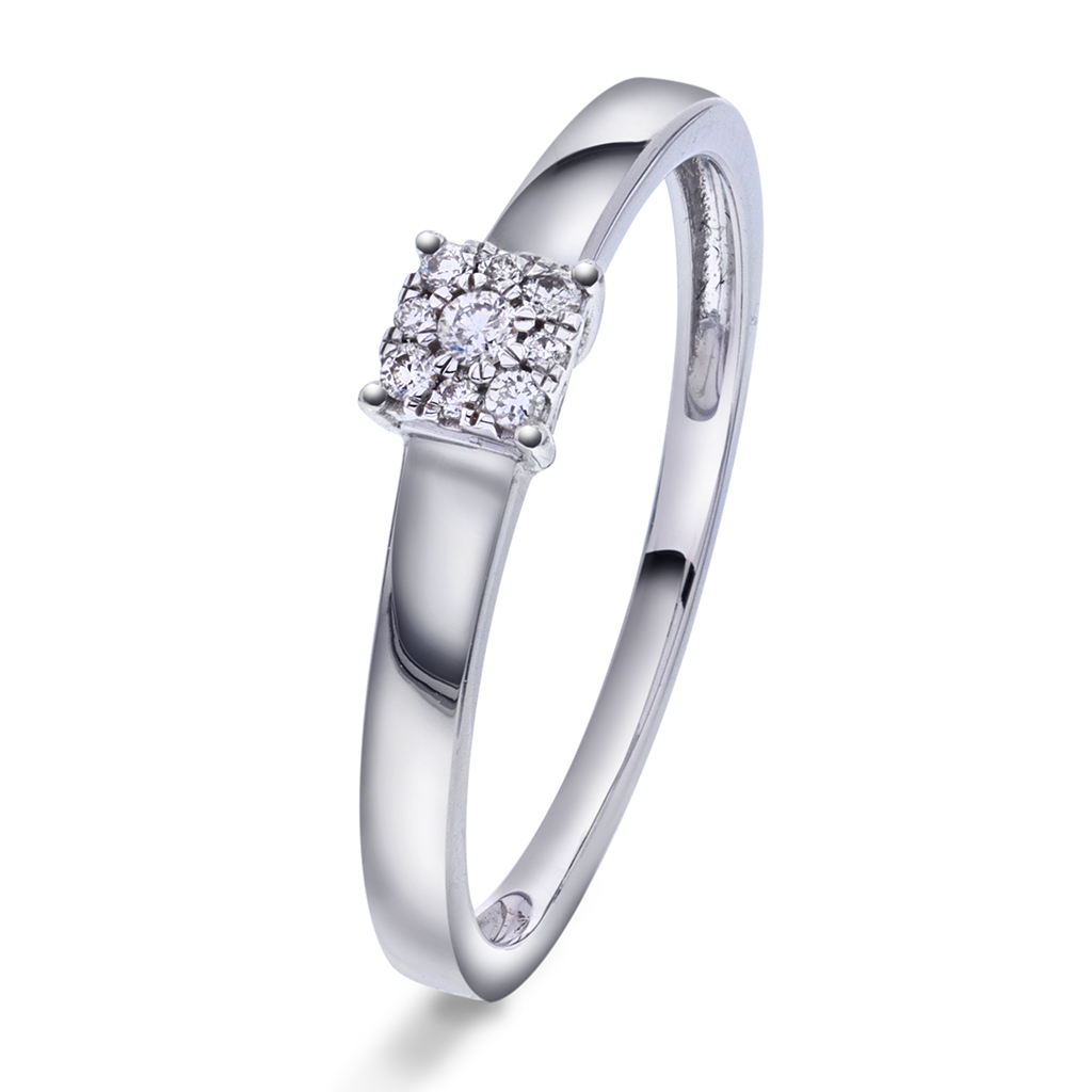Lilly diamantring i 375 hvitt gull 0,06 ct