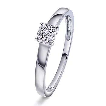 Lilly diamantring i 375 hvitt gull 0,06 ct