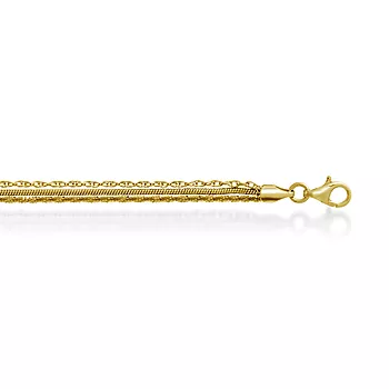 Pan Jewelry, Gradert 3 radet kjede i forgylt 925 sølv, 63 cm