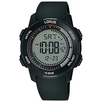 Lorus, Herreklokke med digital visning og sort silikonrem