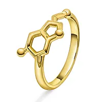 Ring i 925 forgylt sølv med symbol serotonin