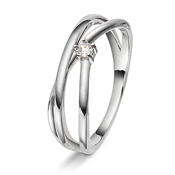 Pan Jewelry, Ring i 925 rhodinert sølv med hvit zirkonia
