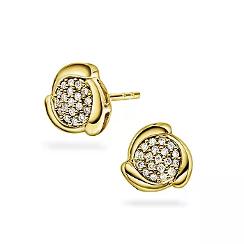 Pan Jewelry, Øredobber i 585 gult gull med diamanter 0,12 ct