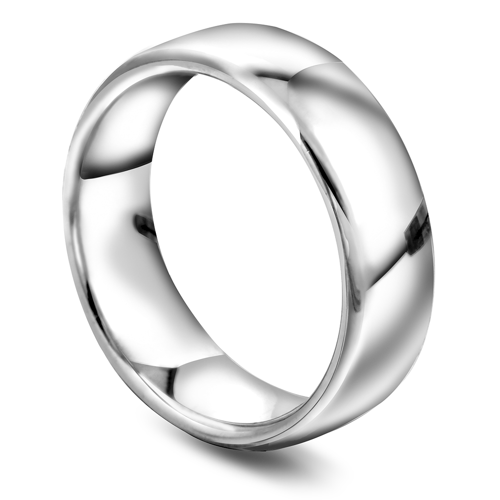Giftering i 585 hvitt gull | 6 mm bredde