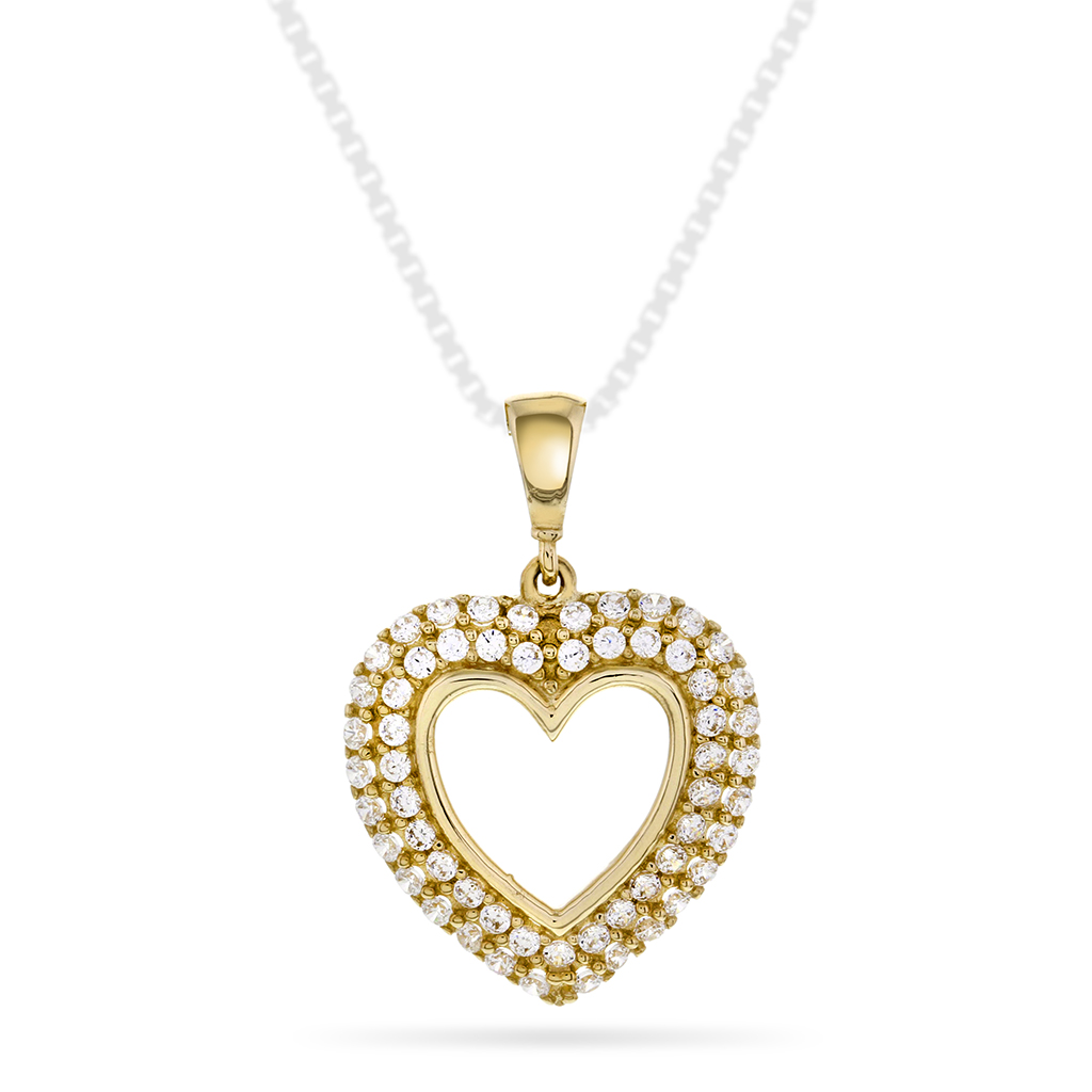 Pan Jewelry, Anheng i 585 gult gull med zirkonia og hjerte