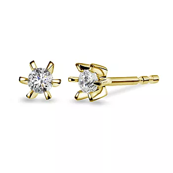 Pan Jewelry, Isabella enstensøredobber i 585 gult gull 0,16 ct