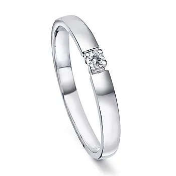 Liza alliansering i 585 hvitt gull med diamant 0,10 ct