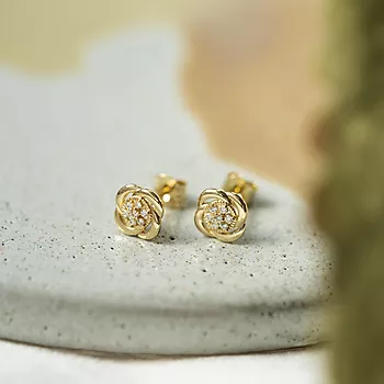 Bilde nummer 4 av Pan Jewelry, Øredobber i 585 gult gull med zirkonia og knute