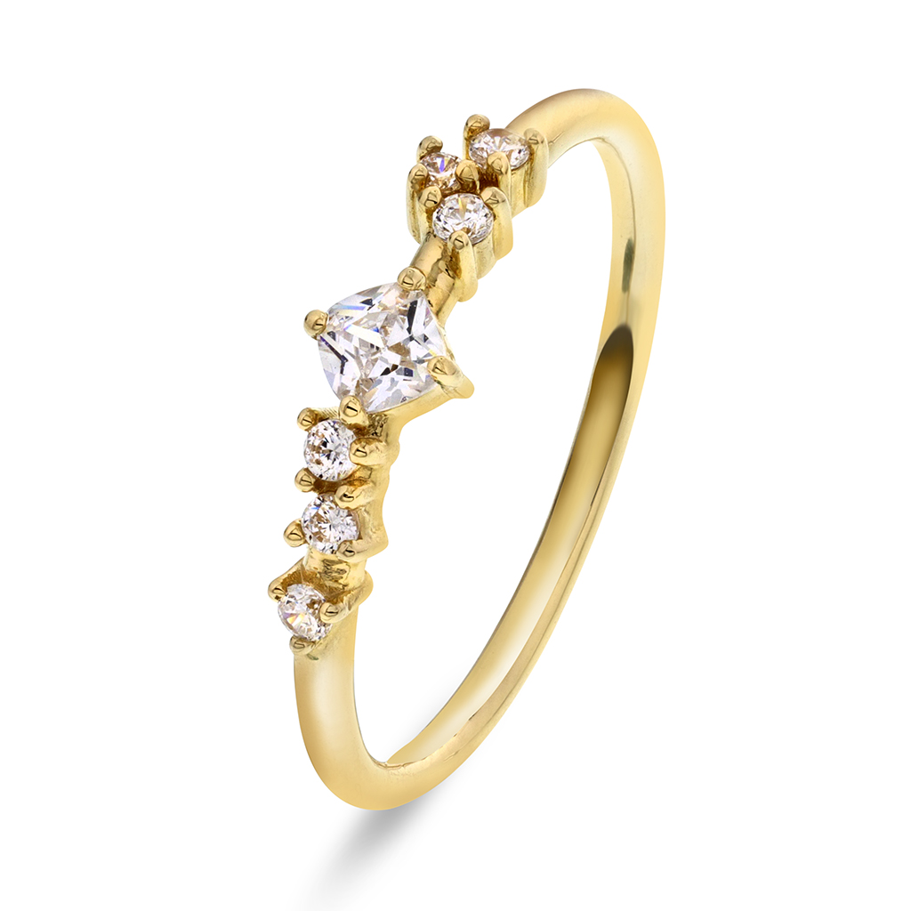 Pan Jewelry, Ring i 585 gult gull med zirkonia