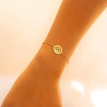 Bilde nummer 3 av Pan Jewelry, Armbånd i 925 forgylt sølv med zirkonia og teksten "Alt blir bra"
