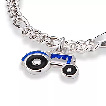 Bilde nummer 2 av Pia&Per, Armbånd i 925 sølv med graveringsplate og traktor charms i blå emalje