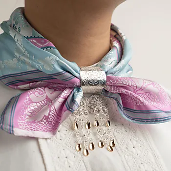 Bilde nummer 2 av Skjerfring i 830 hvitt sølv med mønster