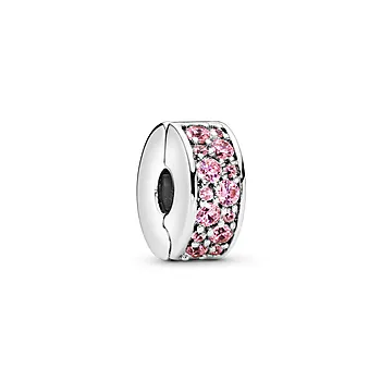 Pandora Moments, Klemmecharm i 925 sølv med rosa zirkonia