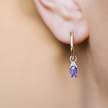 Bilde nummer 2 av Michelle øreringer i 585 gult gull med diamanter 0,08 ct og tanzanitt