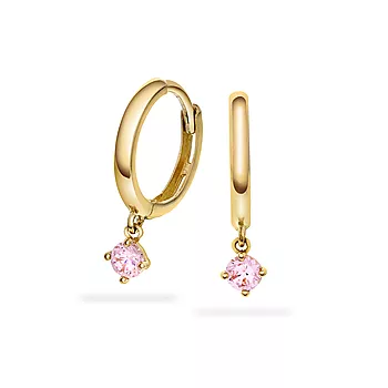 Pan Jewelry, Øredobber i 585 gult gull med rosa zirkonia