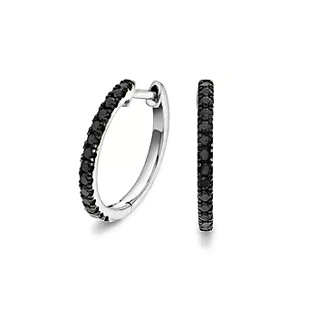 Clara øreringer i 375 hvitt gull med sorte diamanter 0,25 ct