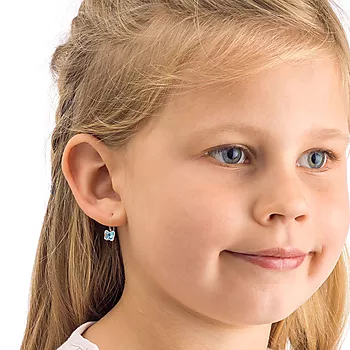 Bilde nummer 2 av Blomdahl, Øredobber i medisinsk plast med turkis Swarovski krystall