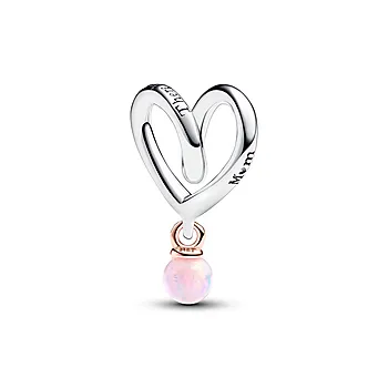 Pandora Moments, Charm i 925 sølv med hjerte gravert med teksten Mom