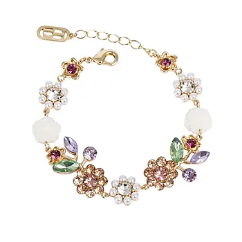 Bouquet armbånd i forgylt messing med blomster