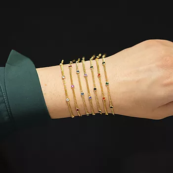 Bilde nummer 4 av Pan Jewelry, Armbånd i forgylt 925 sølv med orange zirkonia