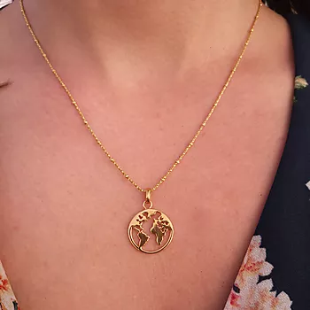 Bilde nummer 4 av Pan Jewelry, Smykke i 925 forgylt sølv verdenskart