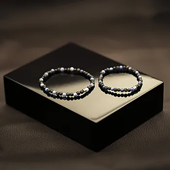 Bilde nummer 4 av Alexander, Armbånd i stål med blå sodalitt, sort agat og lavasten