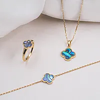 Bilde nummer 4 av Kløver armbånd i 925 sølv med abalone