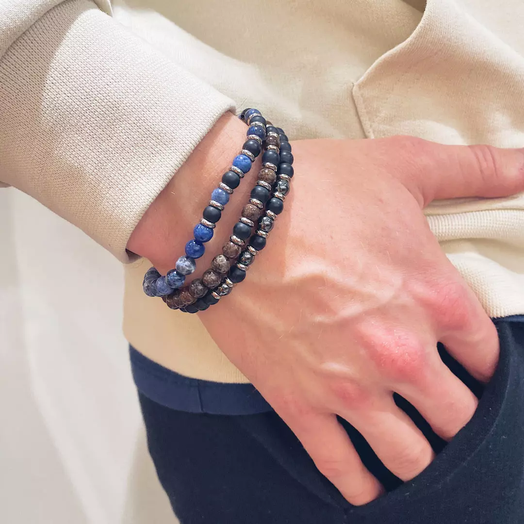 Bilde nummer 2 av Alexander, Armbånd i stål med brun agat sten