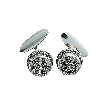 Mansjettknapper i 830 oksidert sølv