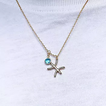 Bilde nummer 3 av Pan Jewelry, Smykke i 925 forgylt sølv med zirkonia og horoskop Fiskene