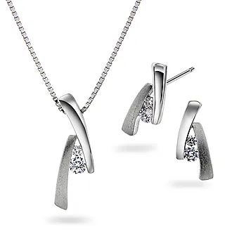 Pan Jewelry, Smykkesett i 925 sølv med zirkonia