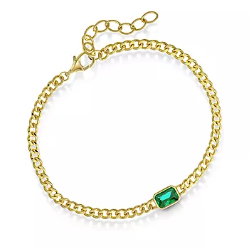 Pan Jewelry, Armbånd i forgylt 925 sølv med grønn zirkonia