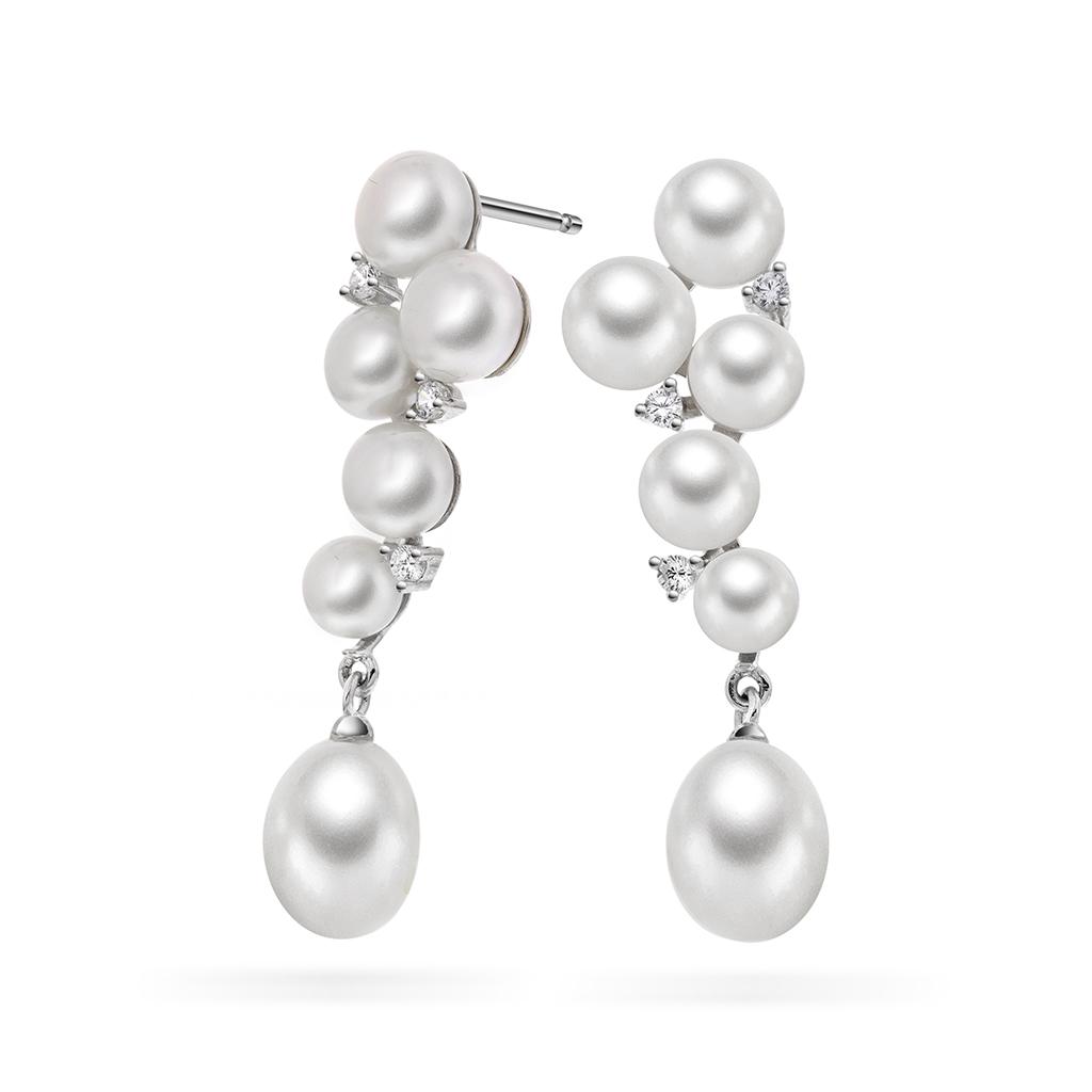 Pan Jewelry, Øredobber i 925 sølv med syntetisk perle og zirkonia