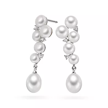 Pan Jewelry, Øredobber i 925 sølv med syntetisk perle og zirkonia