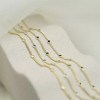 Bilde nummer 3 av Pan Jewelry, Smykke i forgylt 925 sølv med grønne zirkonia