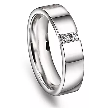 Giftering i 585 hvitt gull med diamanter 0,10 ct W/VS | 5 mm bredde
