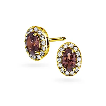 Pan Jewelry, Athens Charm øredobber i forgylt 925 sølv med brun zirkona