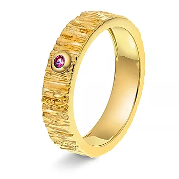 Janne Formoe by Pan Jewelry, Ring i forgylt sølv med rosa zirkonia