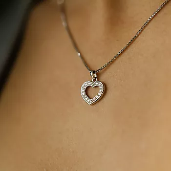 Bilde nummer 4 av Pan Jewelry, Anheng i 585 hvitt gull med zirkonia og hjerte