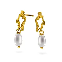 Alga øredobber i 925 forgylt sølv med ferskvannsperle