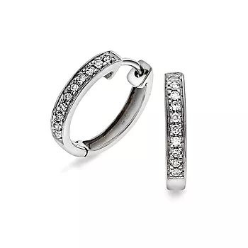 Pan Jewelry, Øreringer i 585 hvitt gull med diamanter 0,10 ct