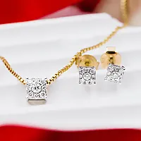 Bilde nummer 7 av Line diamantøredobber i 375 gult gull 0,14 ct